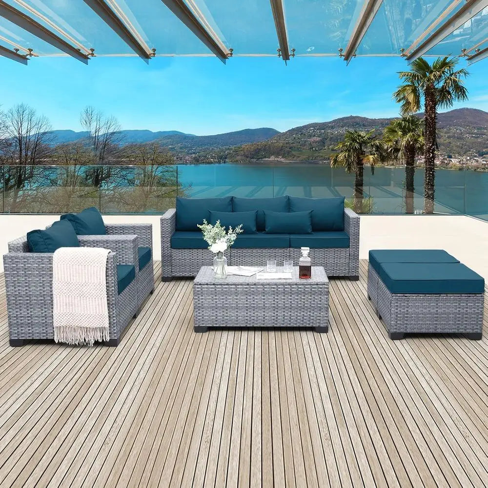 6 Pieces Wicker Patio Furniture Set