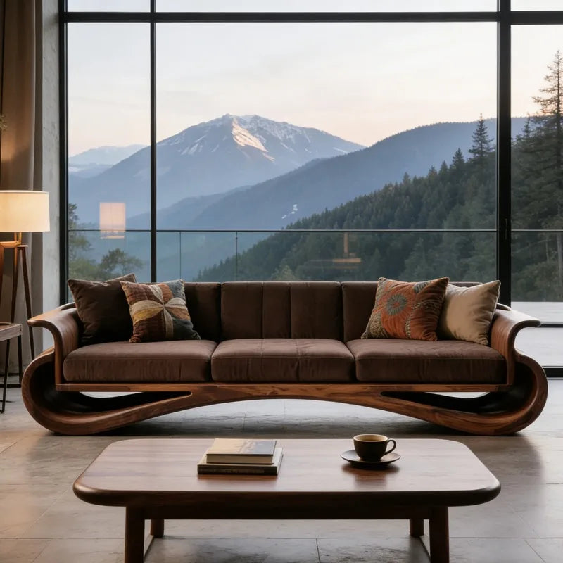 New Chinese Style Solid Wood Living Room Sofas