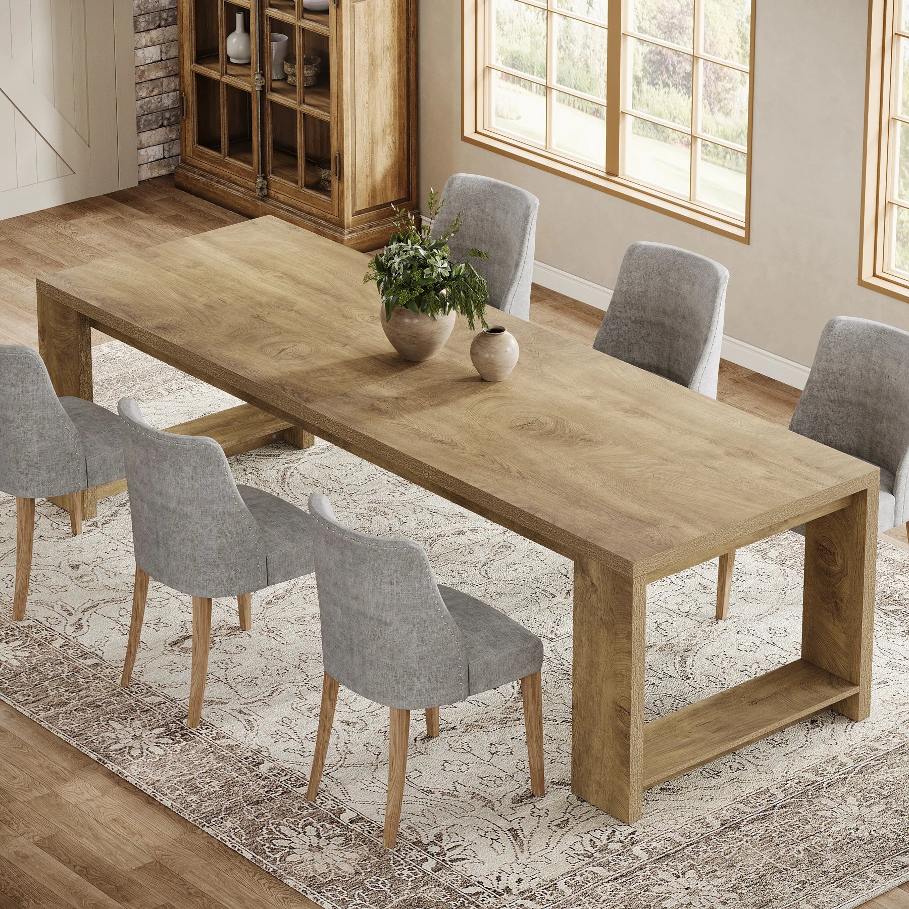 86.61-Inch Modern Narrow Long Dining Table for 6-8 People