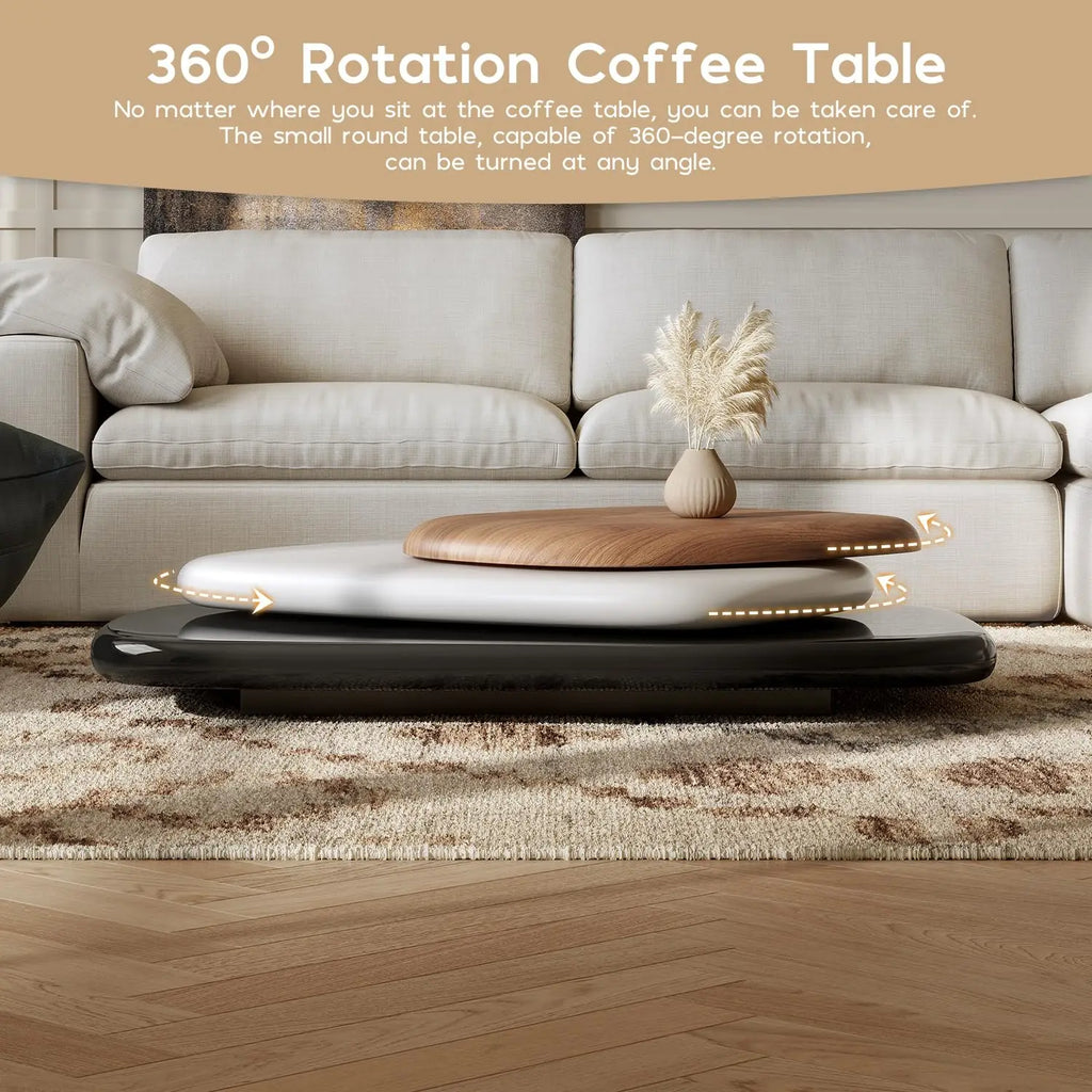 Modern Rotatable Wood Coffee Table for Living Room