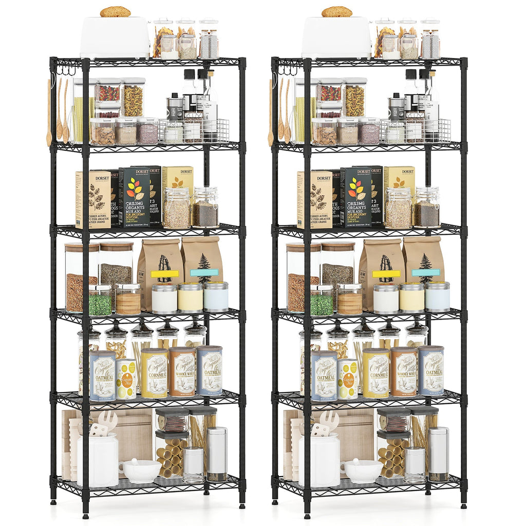 Set of 2 4-Tier Metal Storage Shelving Unit with V-Shaped Wire Rack