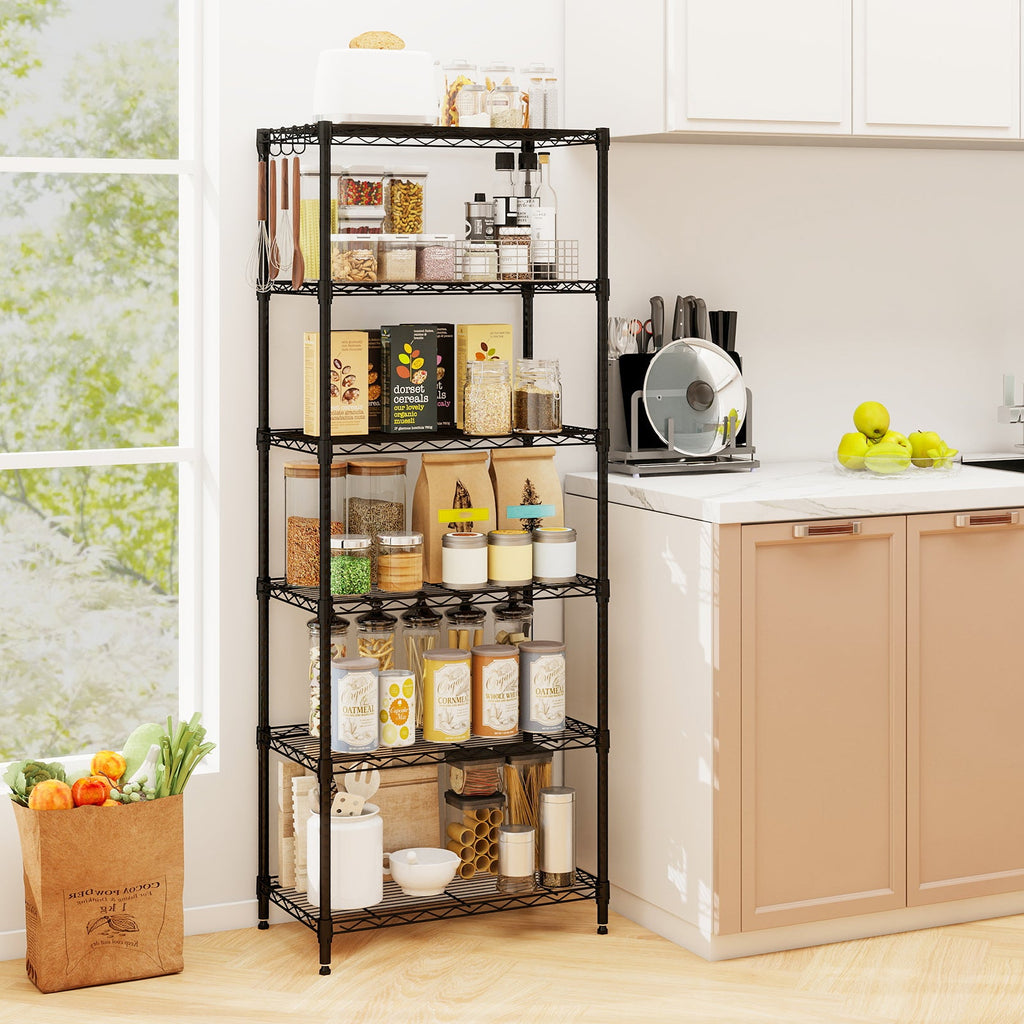 Set of 2 4-Tier Metal Storage Shelving Unit with V-Shaped Wire Rack