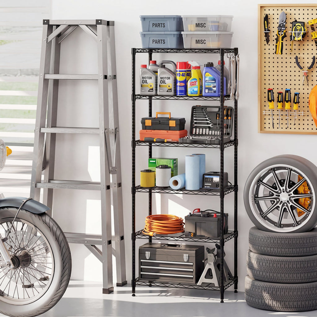 Set of 2 4-Tier Metal Storage Shelving Unit with V-Shaped Wire Rack