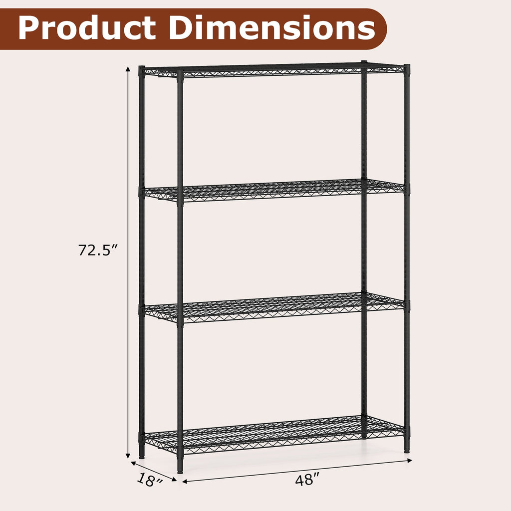 Set of 2 4-Tier Metal Storage Shelving Unit with V-Shaped Wire Rack