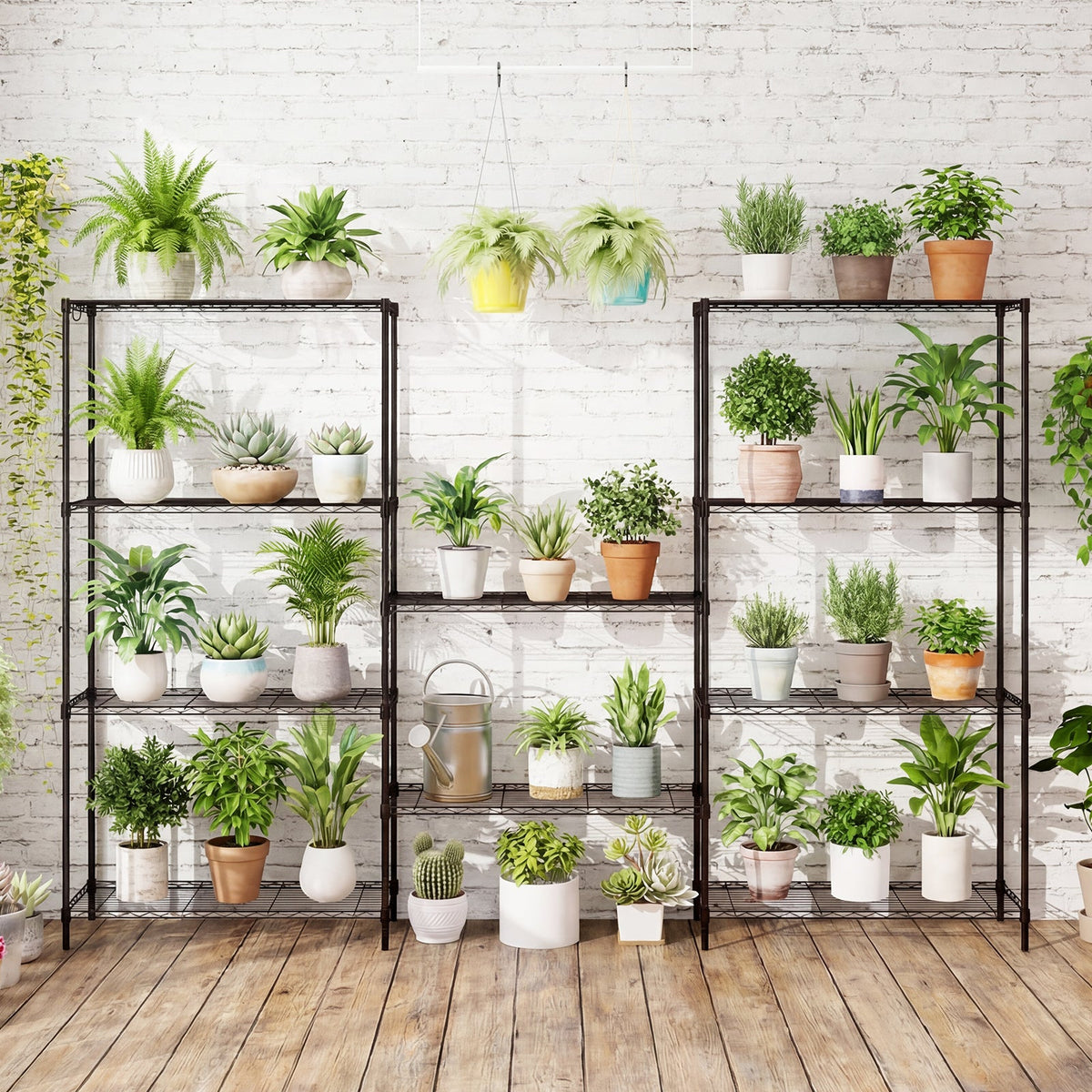 Set of 2 5-Tier Metal Storage Shelving Unit with V-Shaped Wire Rack