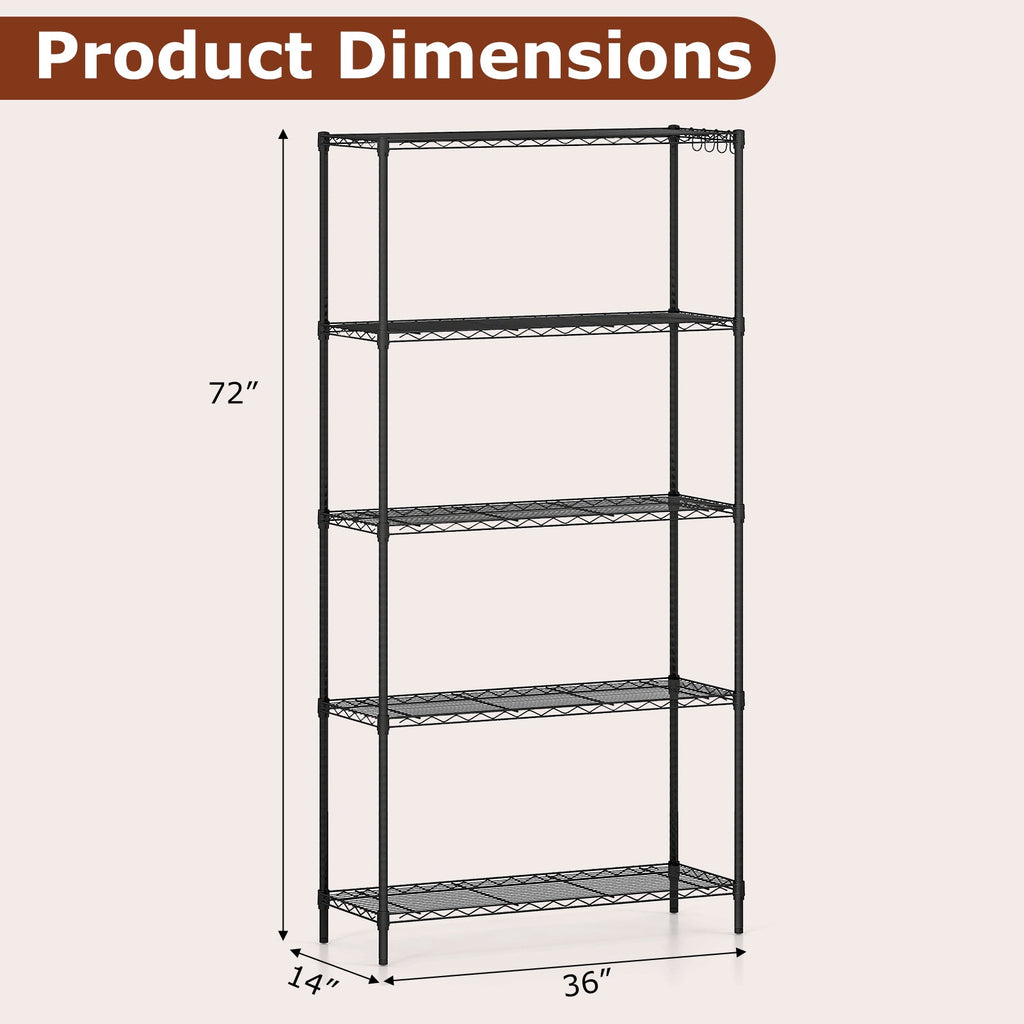 Set of 2 5-Tier Metal Storage Shelving Unit with V-Shaped Wire Rack