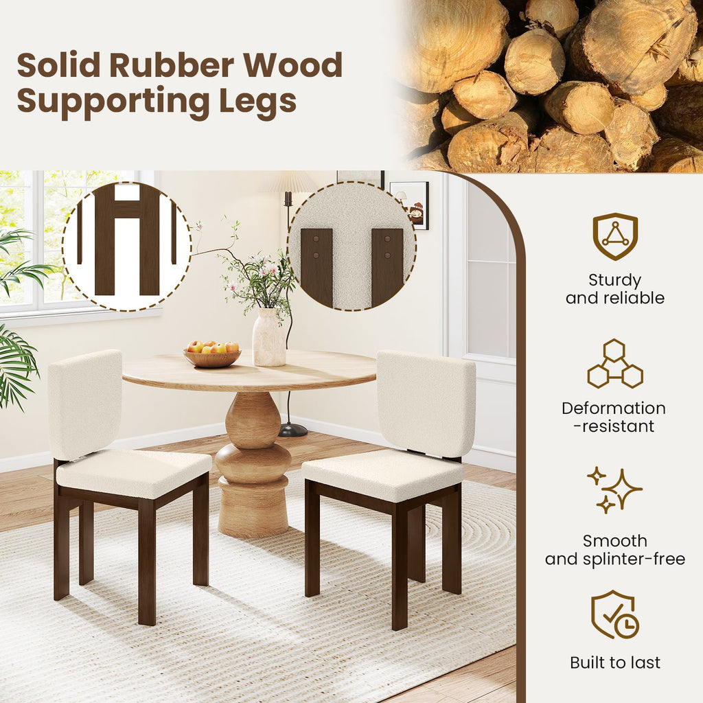 Wooden Dining Chair Set of 2 with Rubber Wood Legs