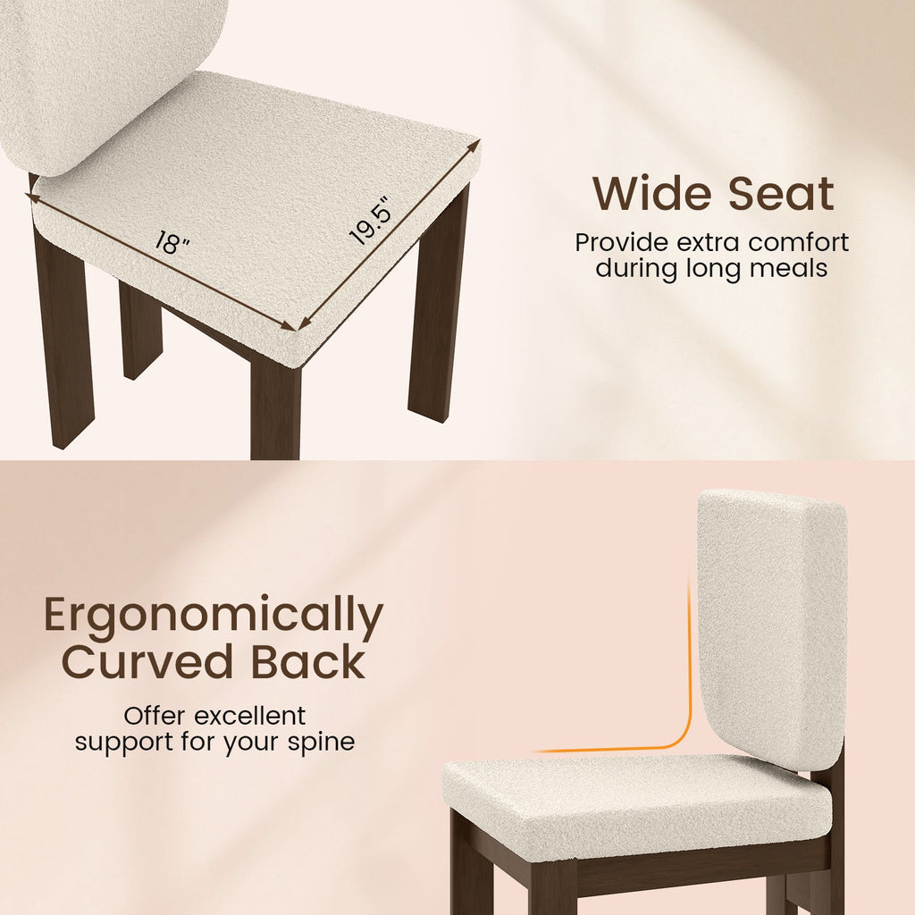 Wooden Dining Chair Set of 2 with Rubber Wood Legs