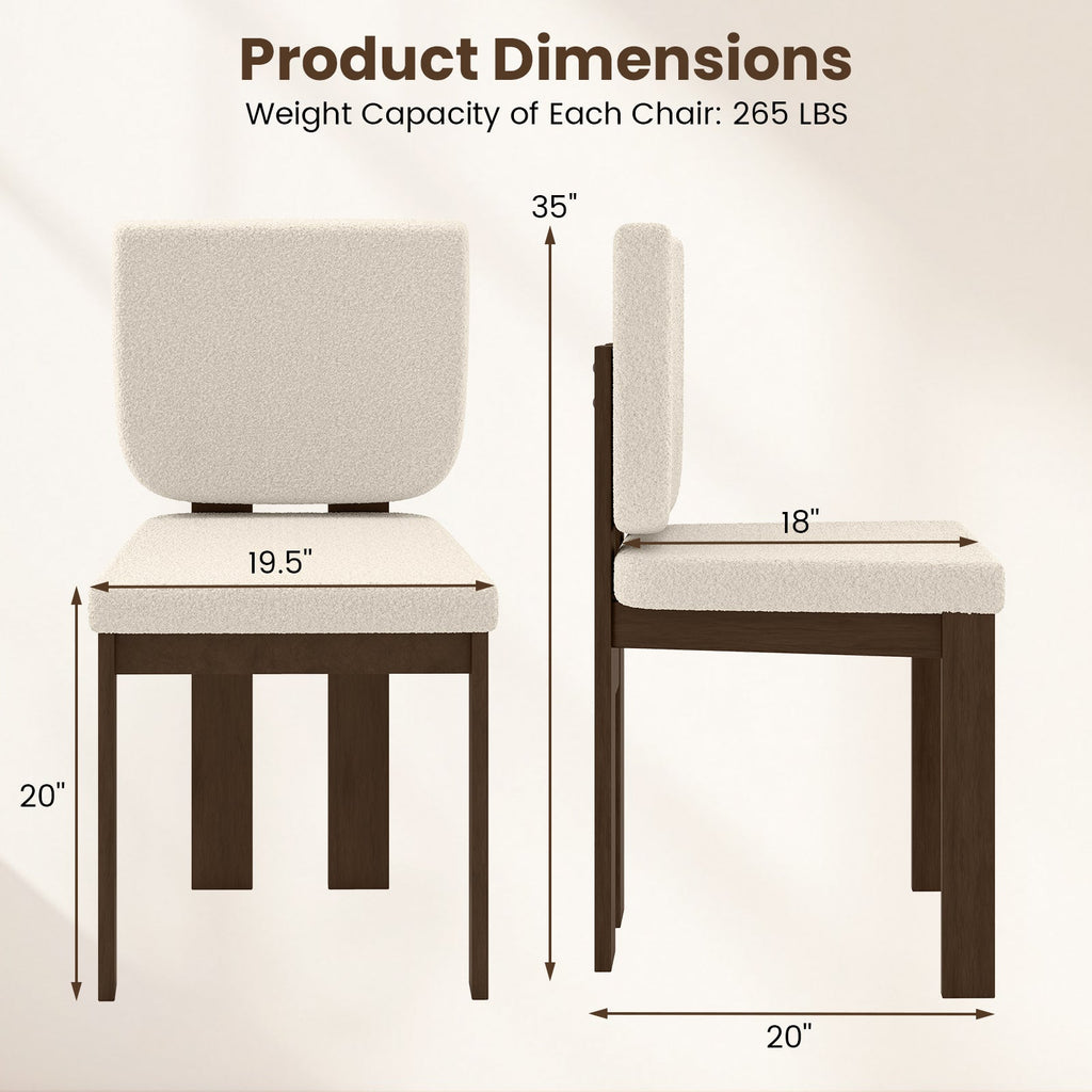 Wooden Dining Chair Set of 2 with Rubber Wood Legs