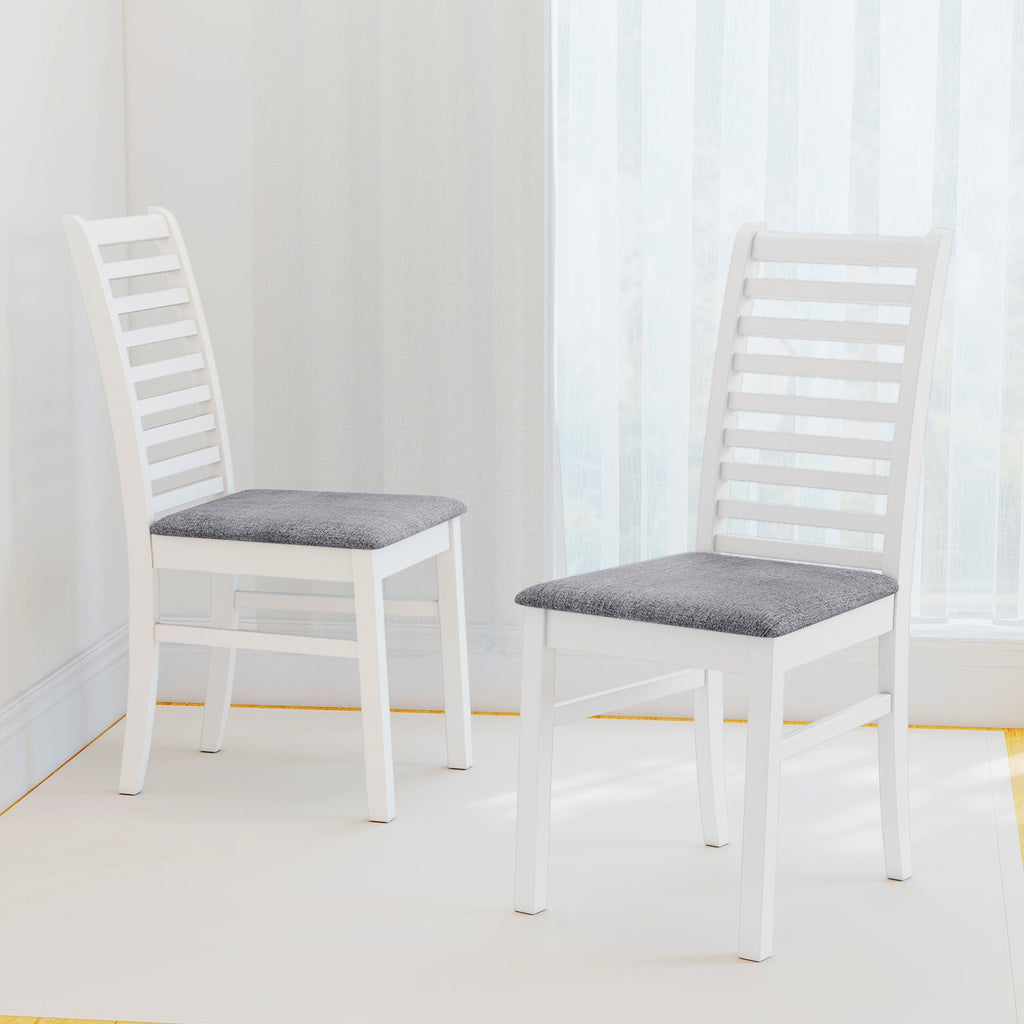 Set of 2 Wooden Dining Chairs with Rubber Wood Legs