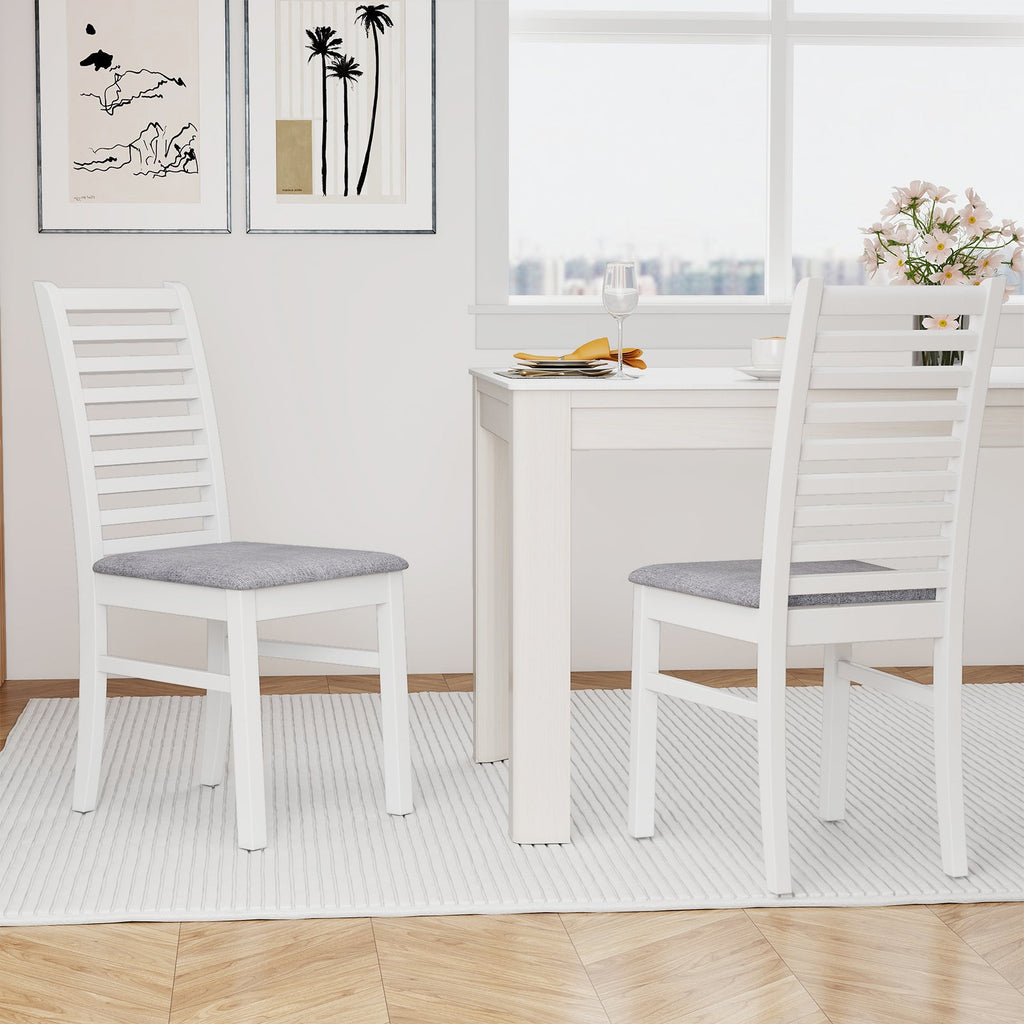 Set of 2 Wooden Dining Chairs with Rubber Wood Legs