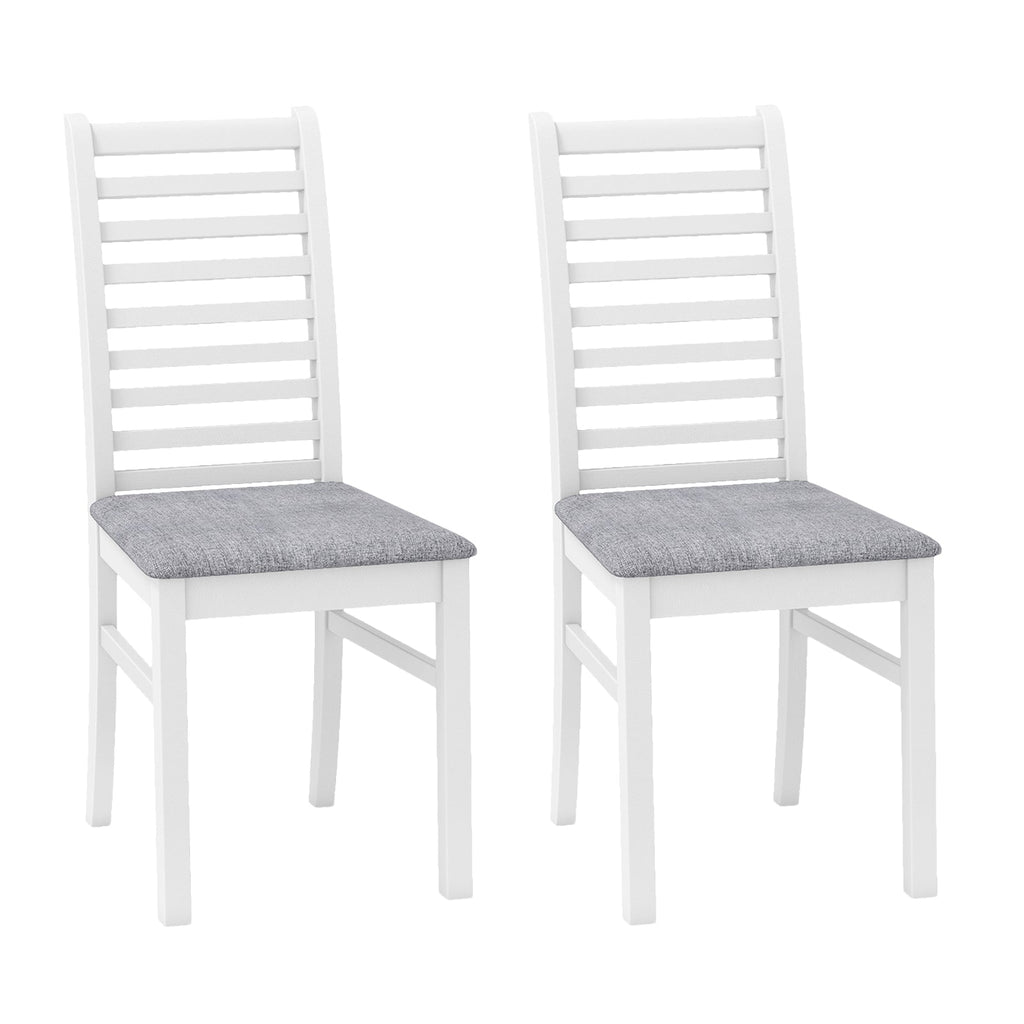 Set of 2 Wooden Dining Chairs with Rubber Wood Legs