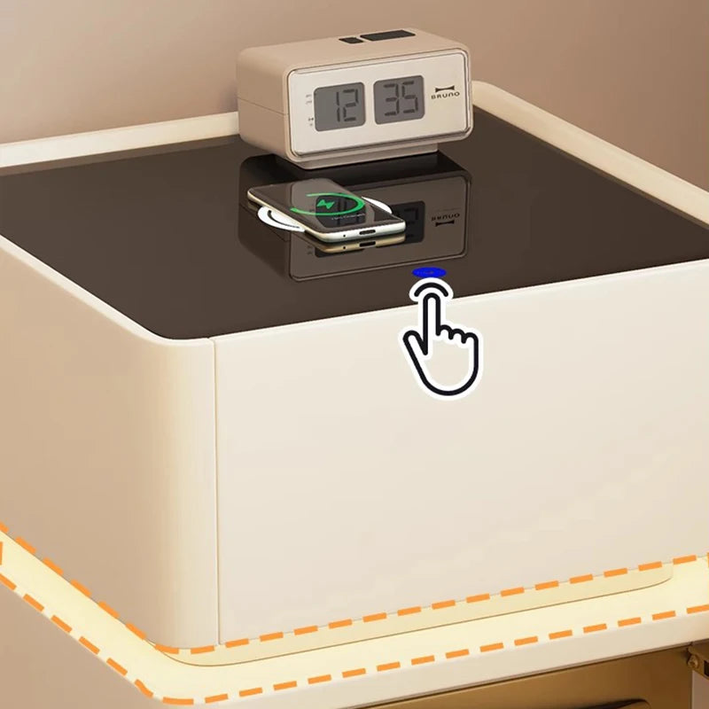 French Minimalist Bedside Table Classic with Safe