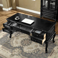 French retro black solid wood European boss office desk