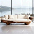 Solid wood, straight row sofa