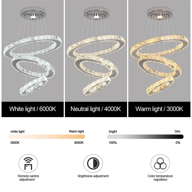 Modern Crystal Rings Led Chandelier