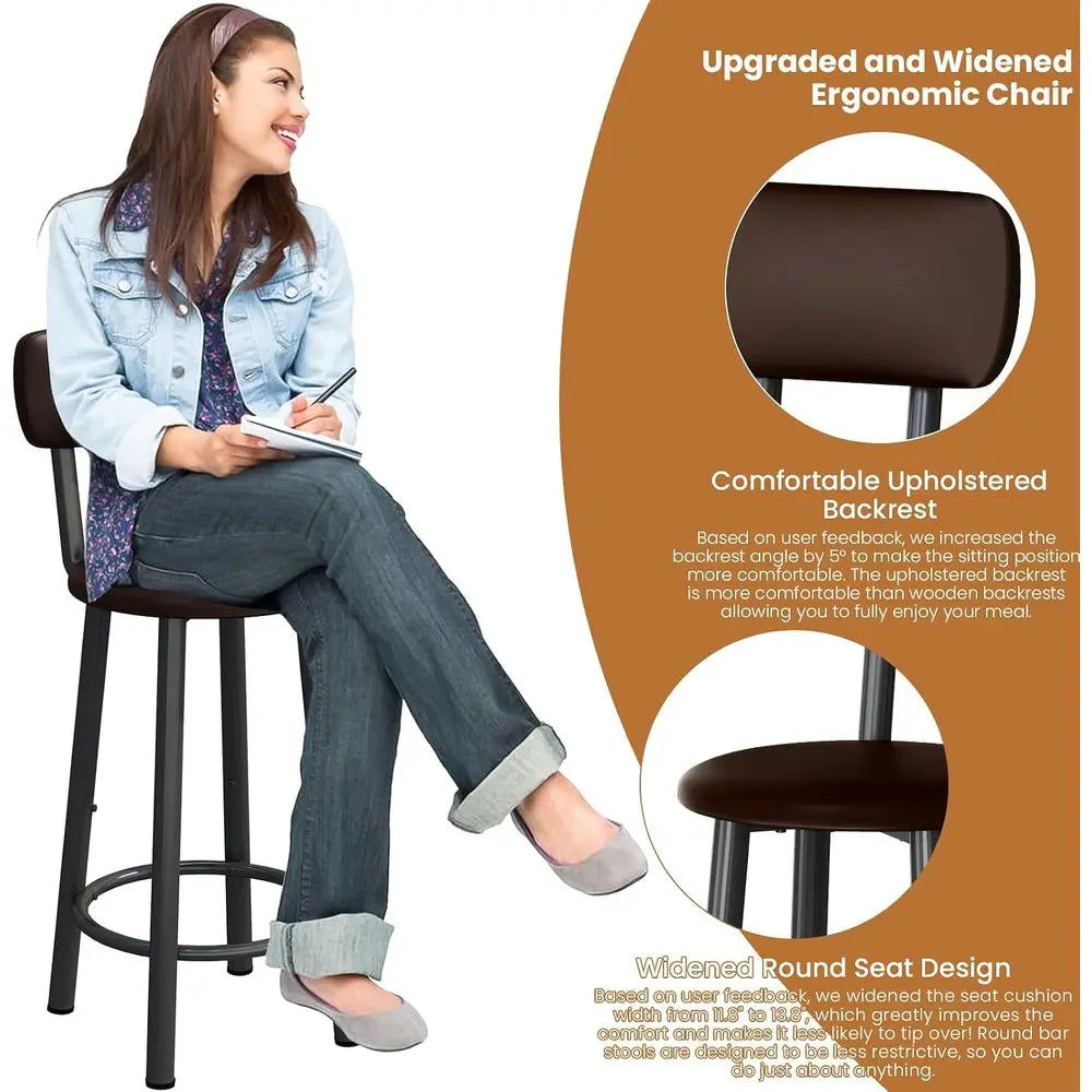 Industrial-Style Counter Height Bar Table Set with 4 Leatherette Stool Chairs, Ideal for Small Spaces