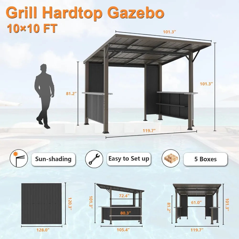 10x10 Hardtop Grill Gazebo Outdoor