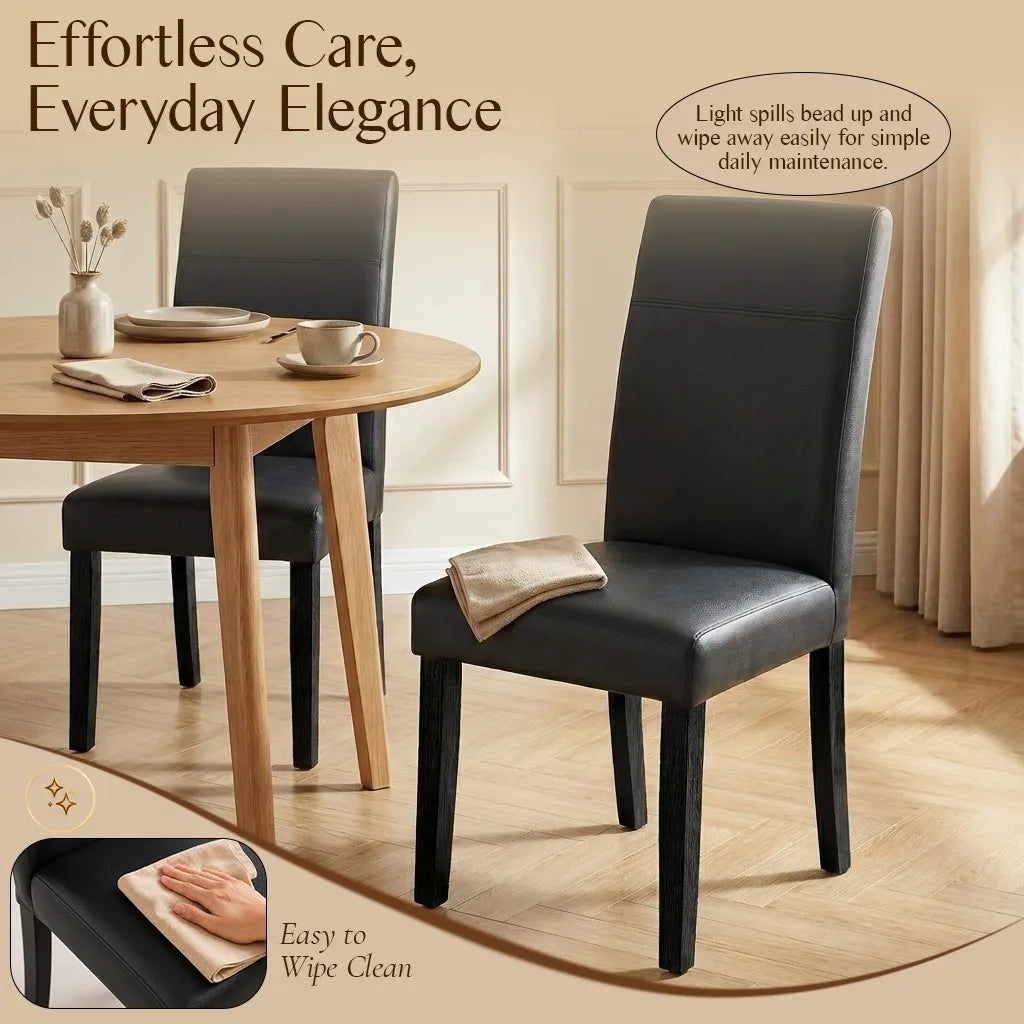 Modern Leather Dining Chairs Set of 2