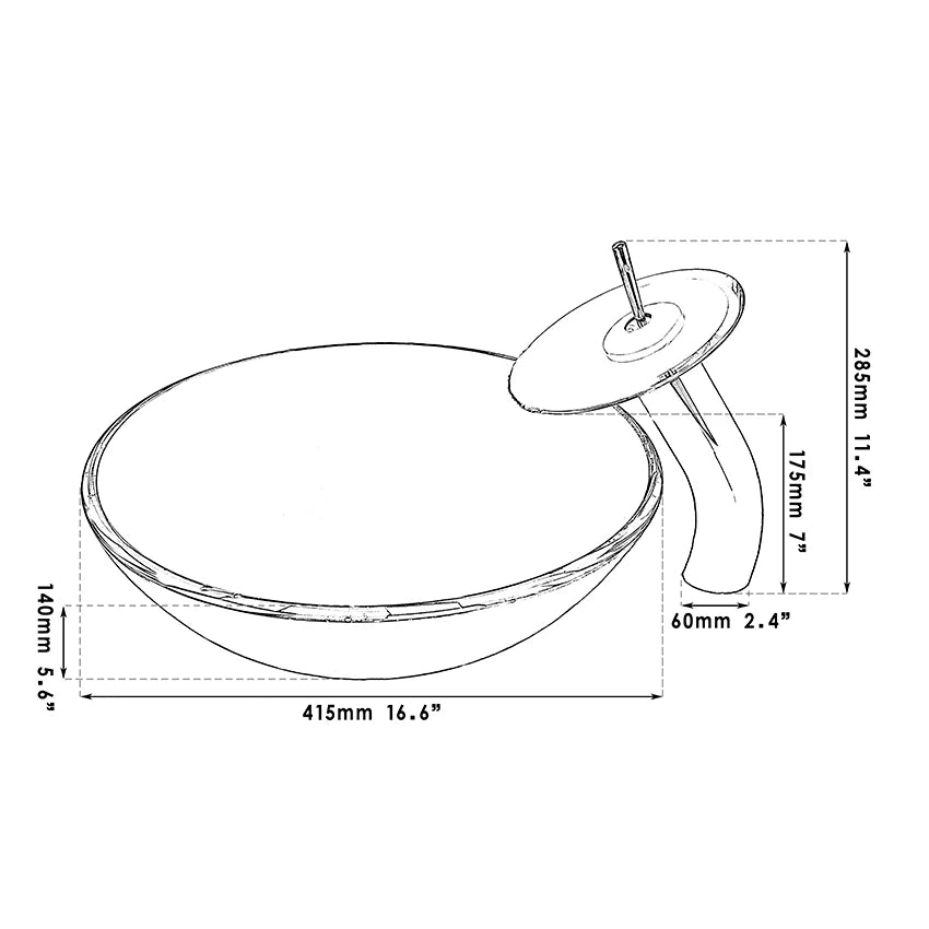 Tempered Glass Bathroom Basin Sink Faucet Combo