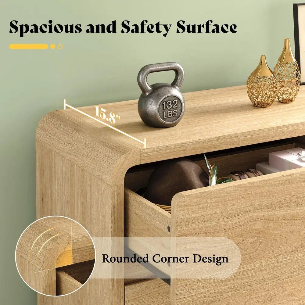 Oak Kids Dressers with Wide Chest of Drawers