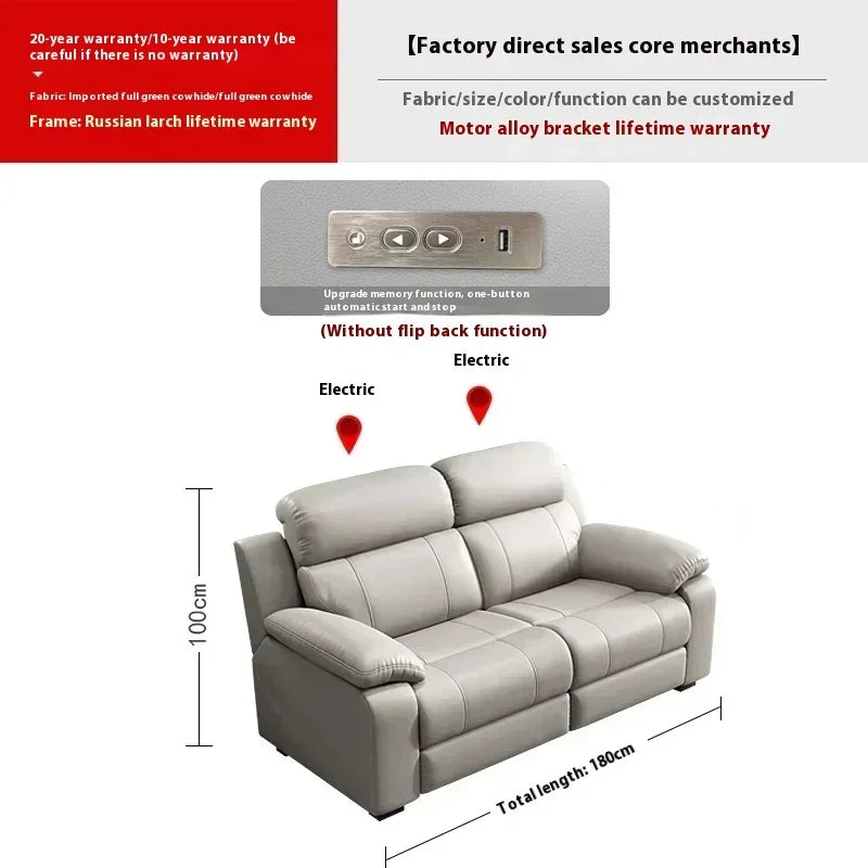Genuine Leather Electric Italian Recliner Sofa Loveseat