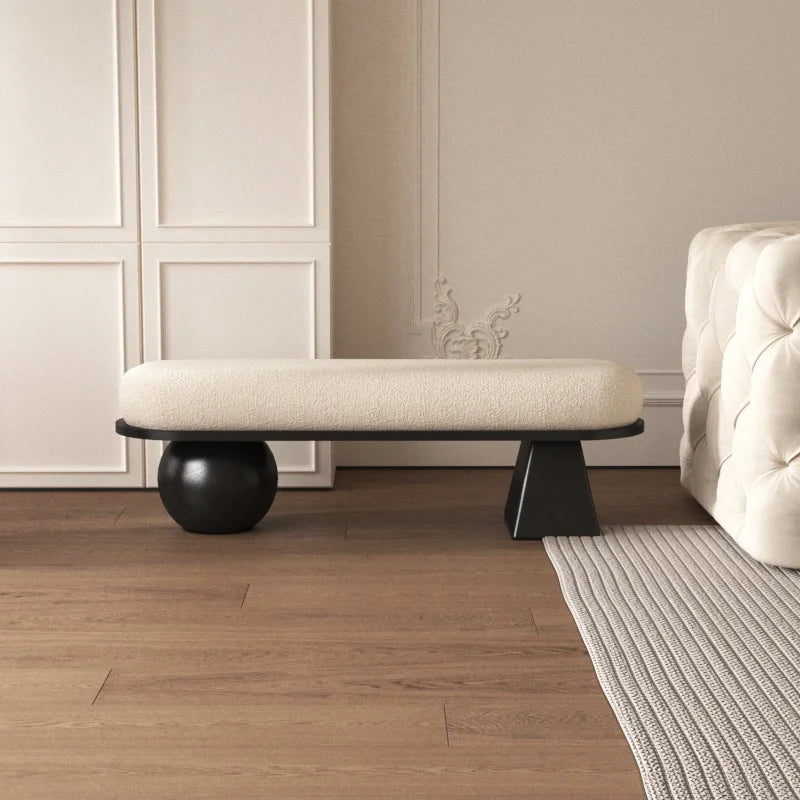 ‌Scandinavian Entryway Bench, Boutique Bedroom Stool, Dressing Room Seating