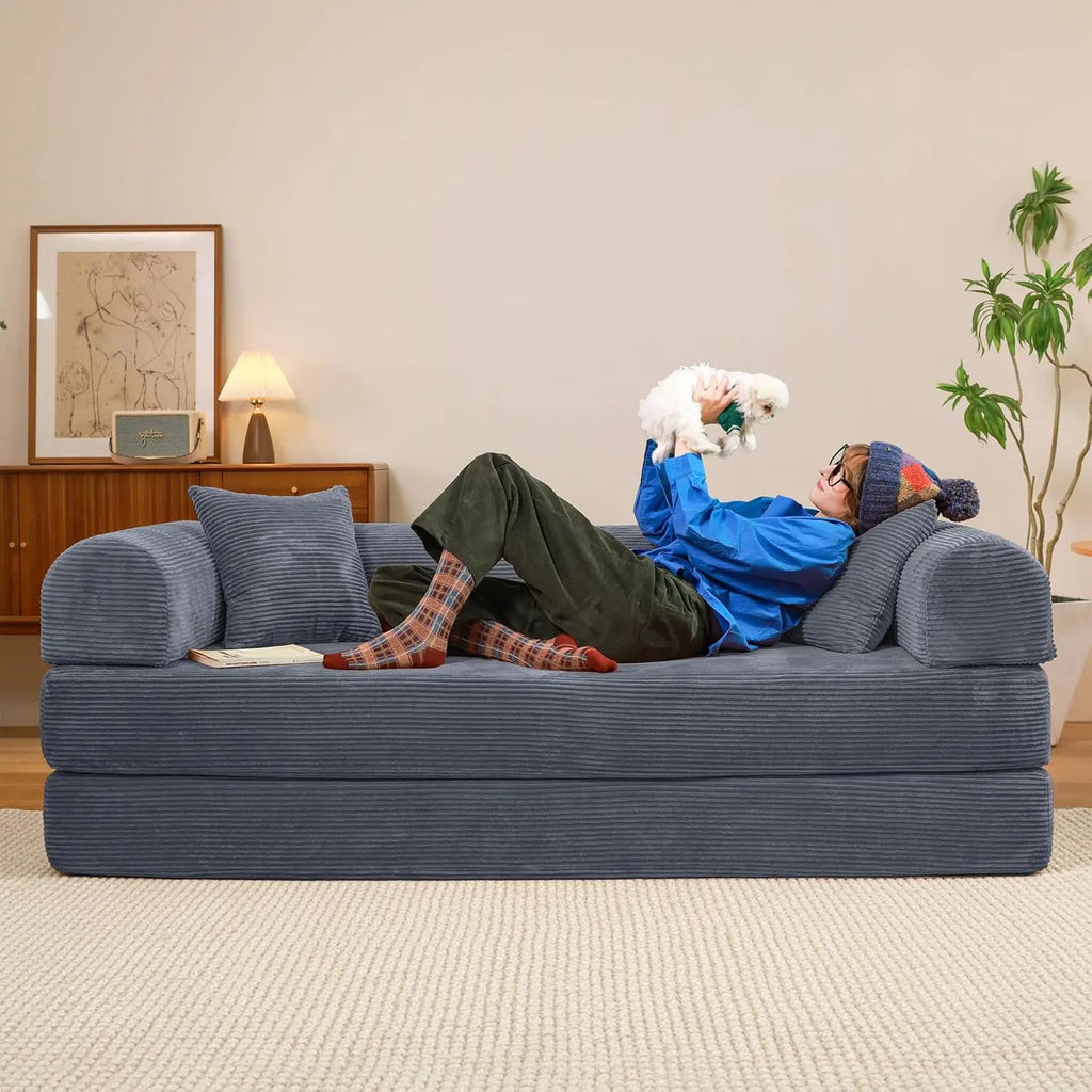 Convertible Sleeper Sofa Bed, Boneless Corduroy