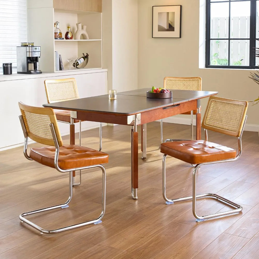 Faux Leather Rattan Dining Chairs 4