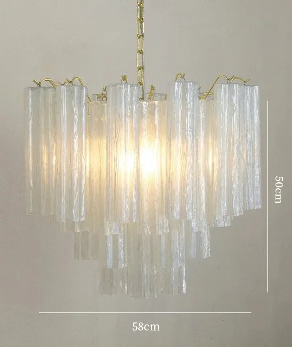 Art Deco Stained Glass Tube Chandeliers