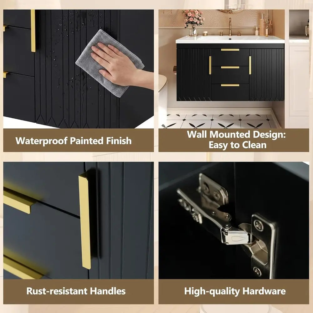 36 Inch loating Bathroom Vanity Cabinet with Sink,