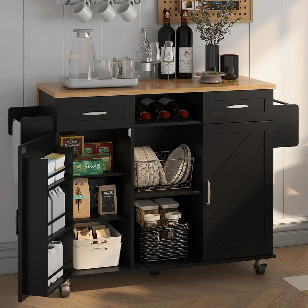 Rolling Kitchen Island Table With Folding Drop Leaf