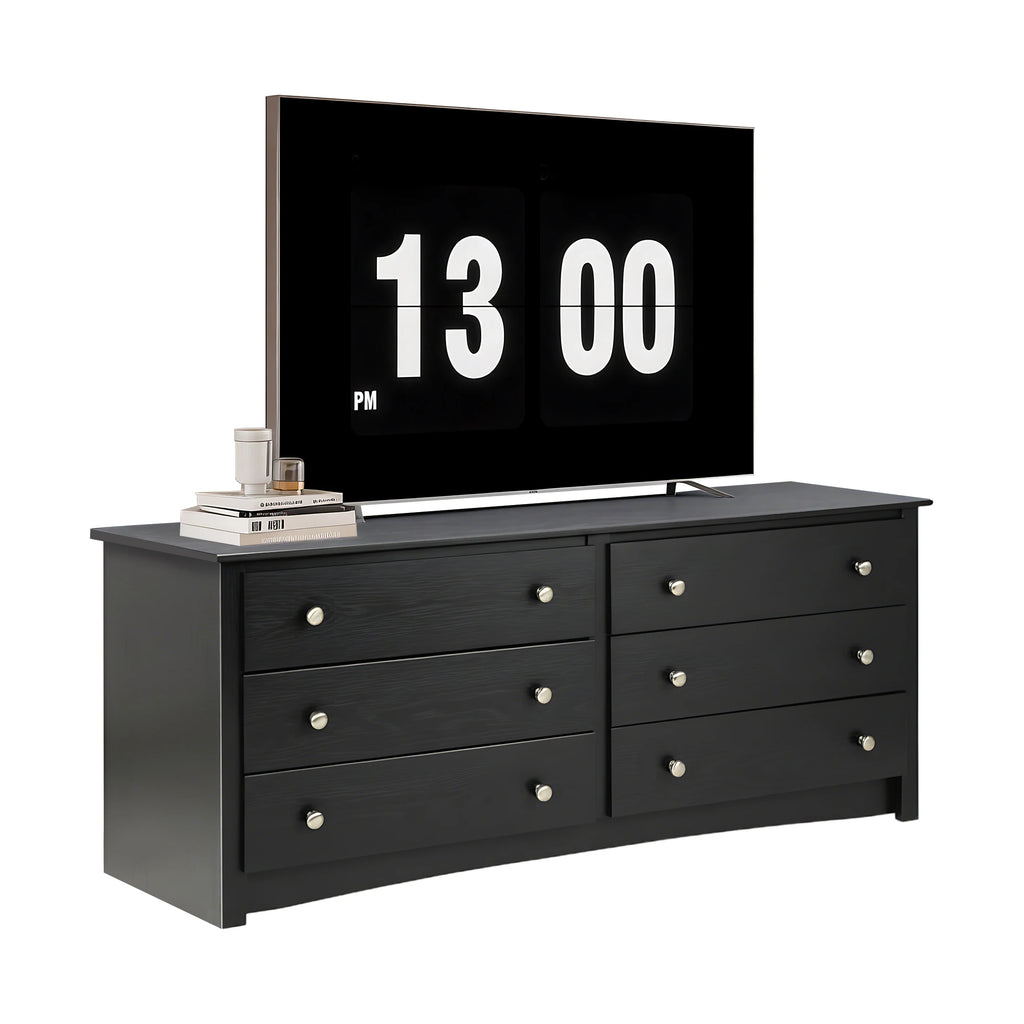 Wood 6 Dresser Drawers Cabinet