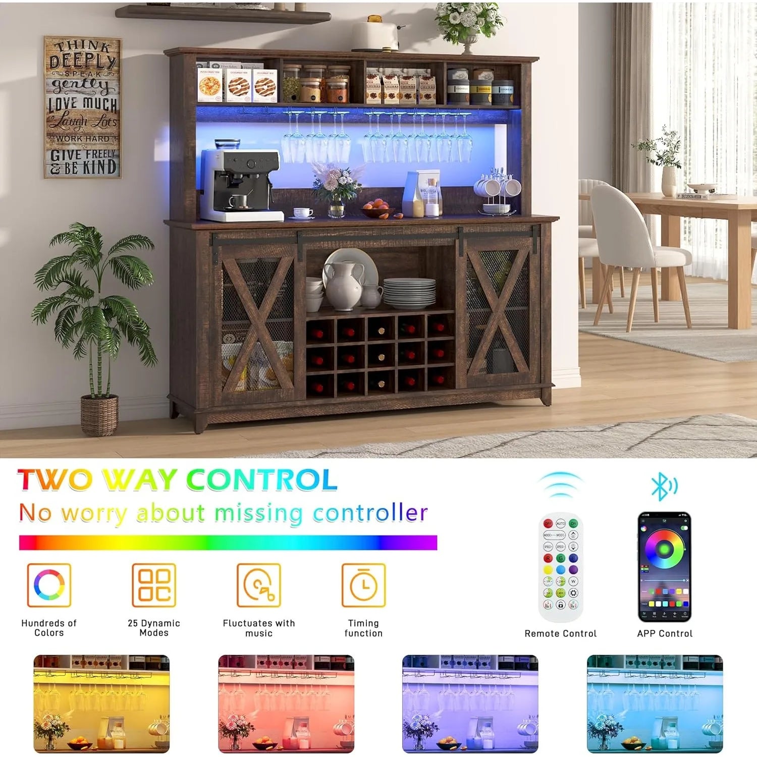 Coffee Wine Buffet Cabinet with LED