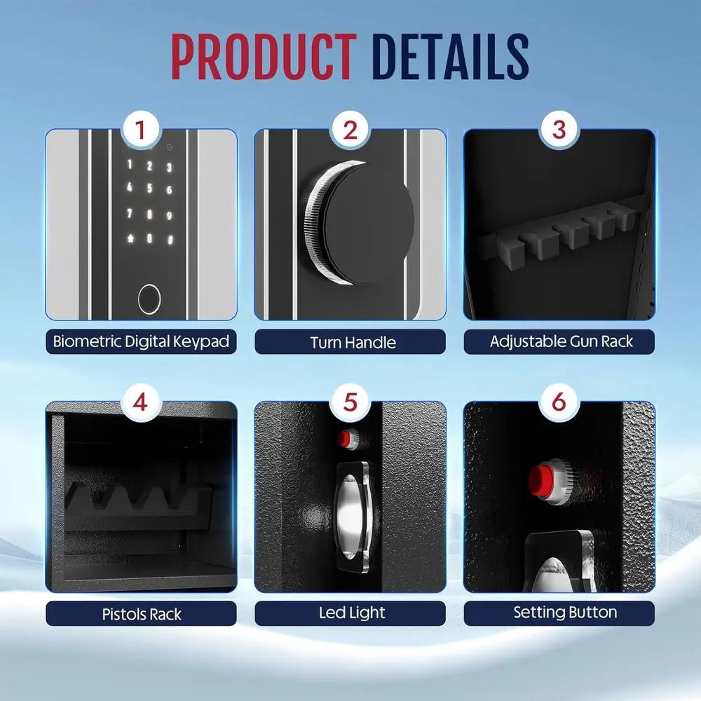 16-18 Biometric Fingerprint Gun Safe Large Cabinet for Rifles Pistols Shotguns