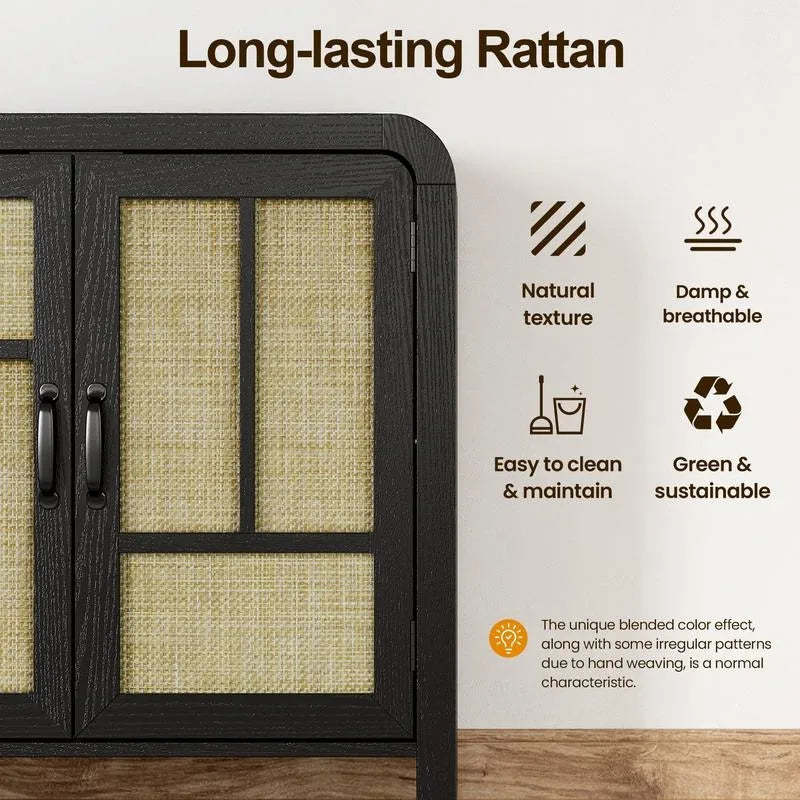 Rattan Sideboard Buffet Cabinet with Storage,