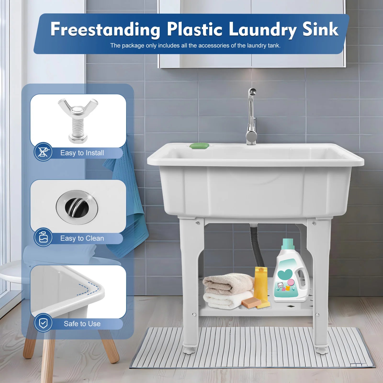 Upgraded 70kg Capacity Laundry Sink