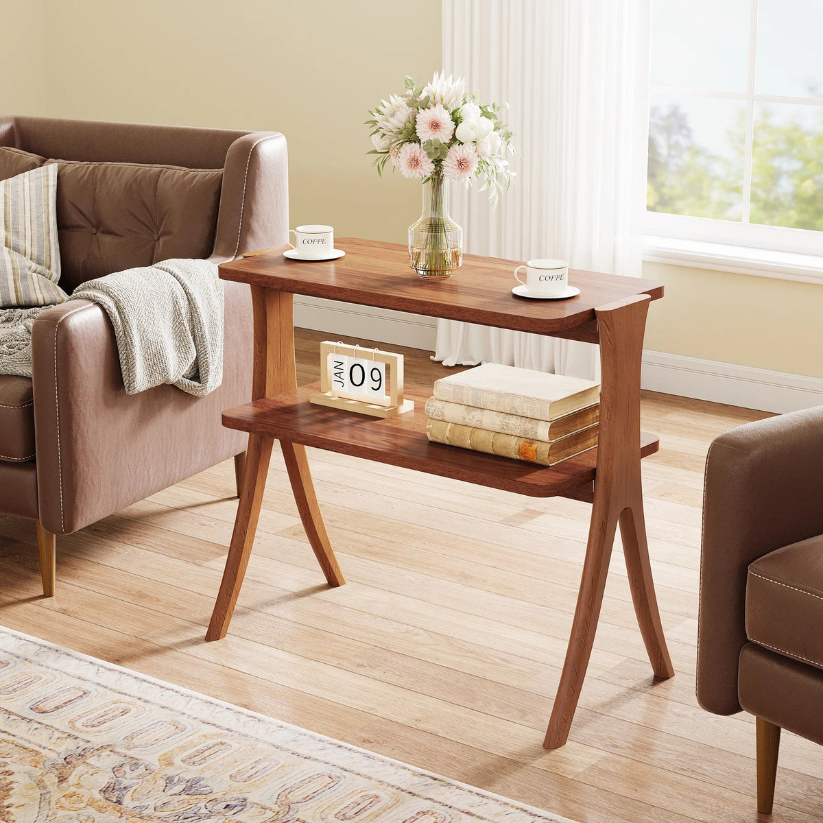 Tribesigns Walnut Side Table for Living Room