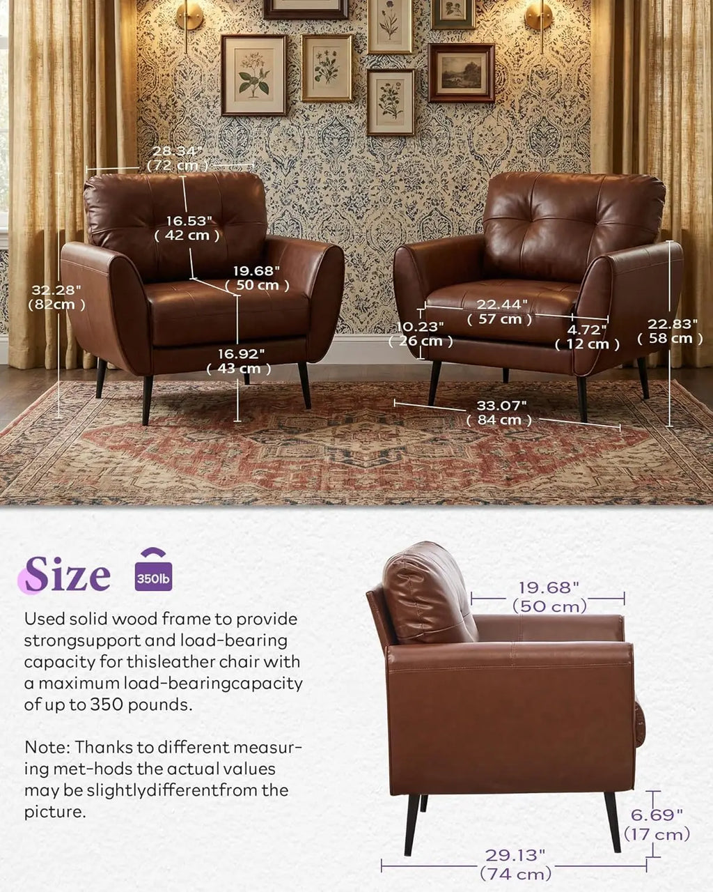 Leather Accent Chair Set Tufted