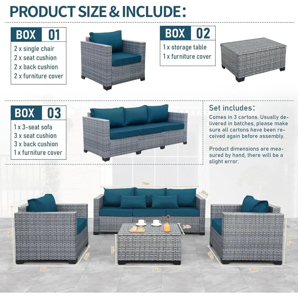 4 Piece Wicker Patio Furniture Set