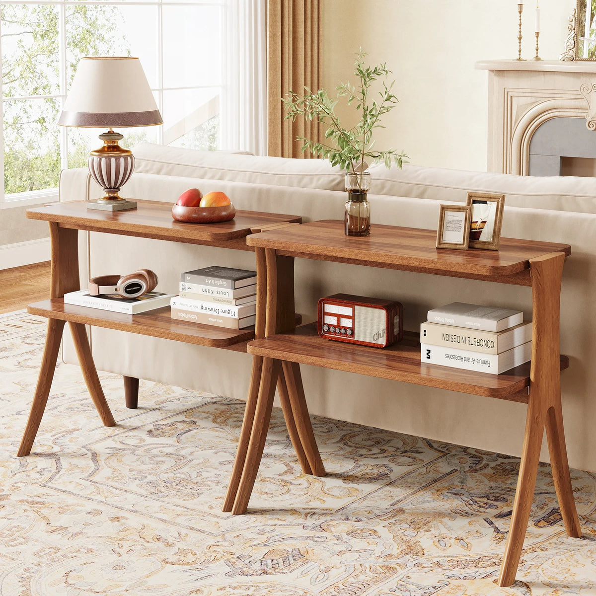 Tribesigns Walnut Side Table for Living Room