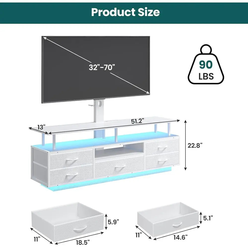 White 51.2 TV Stand with Power Outlets