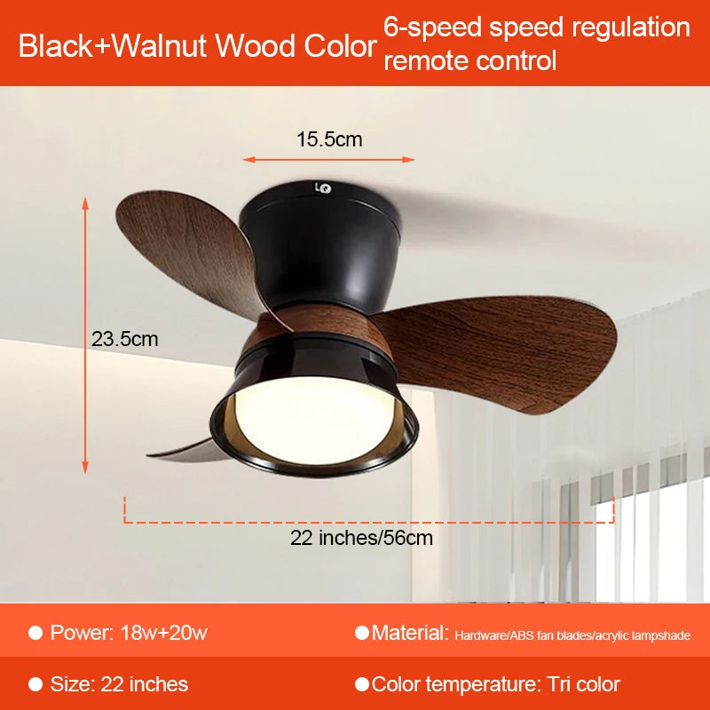 Nordic Ceiling Fan with Lights and Remote
