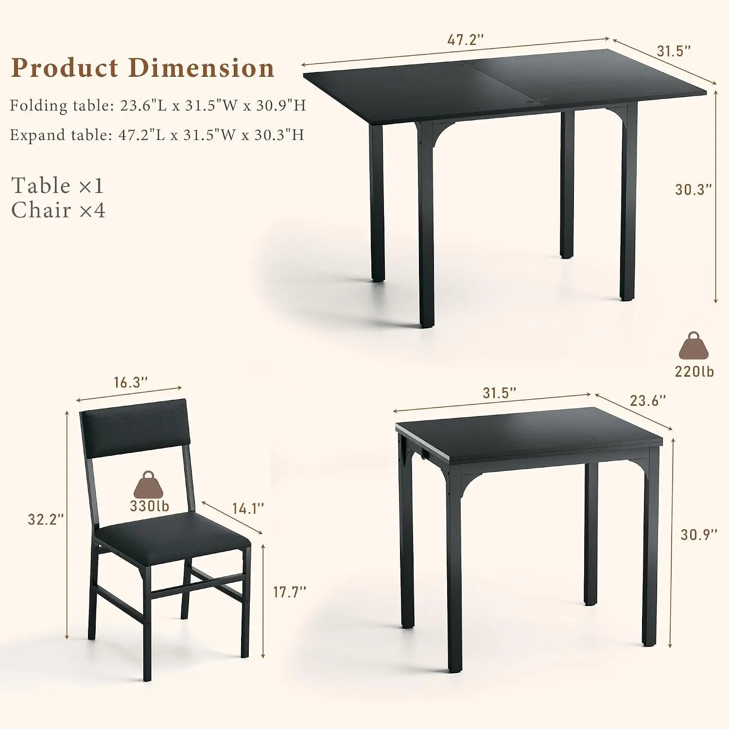 Dining Table Set for 4,