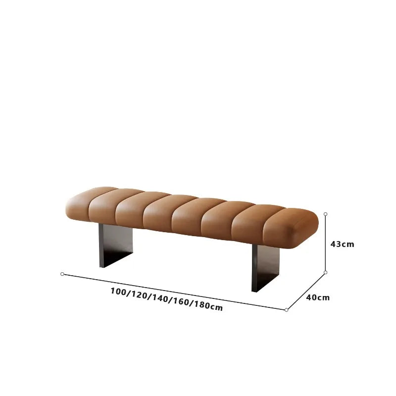 Modern Channel-Tufted Upholstered Bench, Minimalist Padded Ottoman Seat, Low Profile End-of-Bed Bench for Entryway, Bedroom