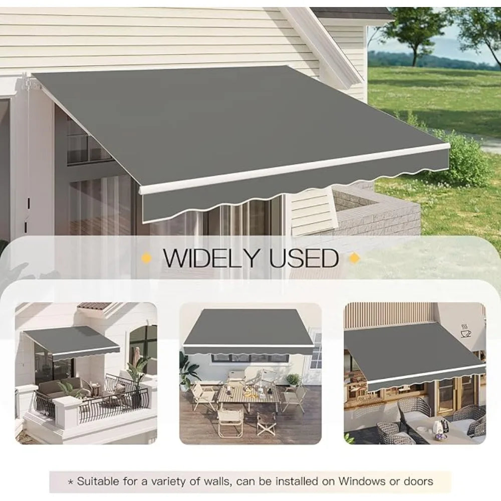 Retractable Awning, 10'x8' Manual Awnings for Patio