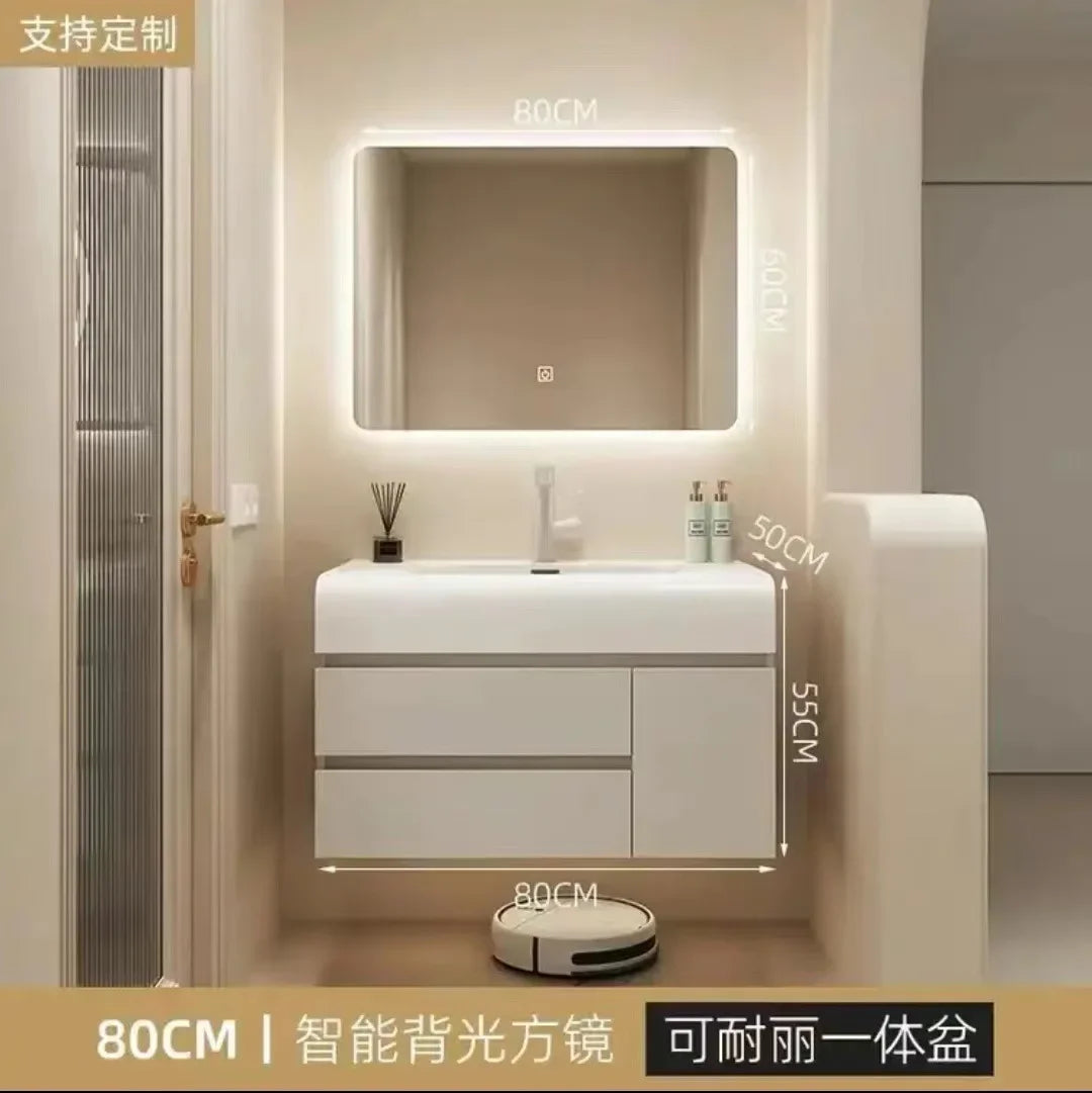 Luxury Cabinet White Rock Integrated Washbasin