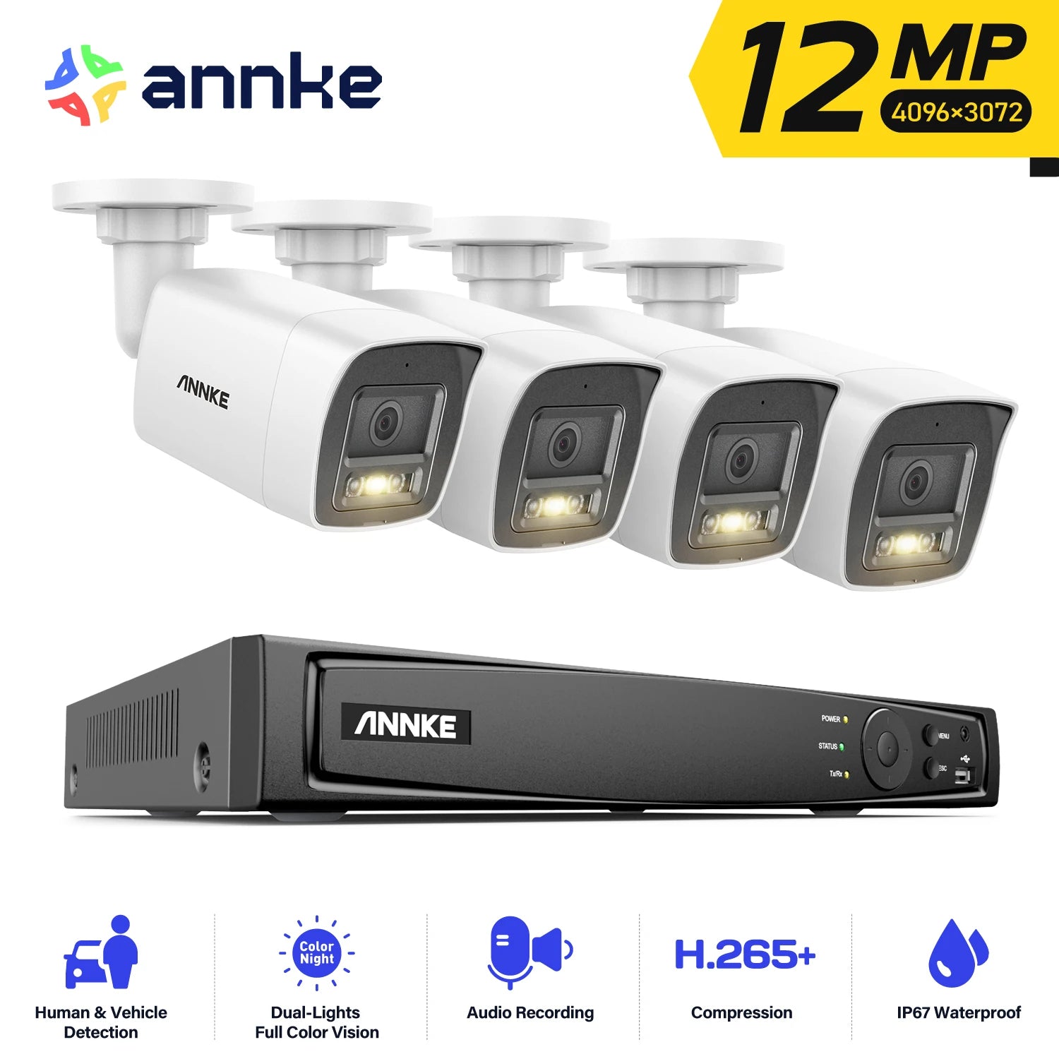 12MP POE Video Surveillance System 8CH NVR With 4/8 PCS