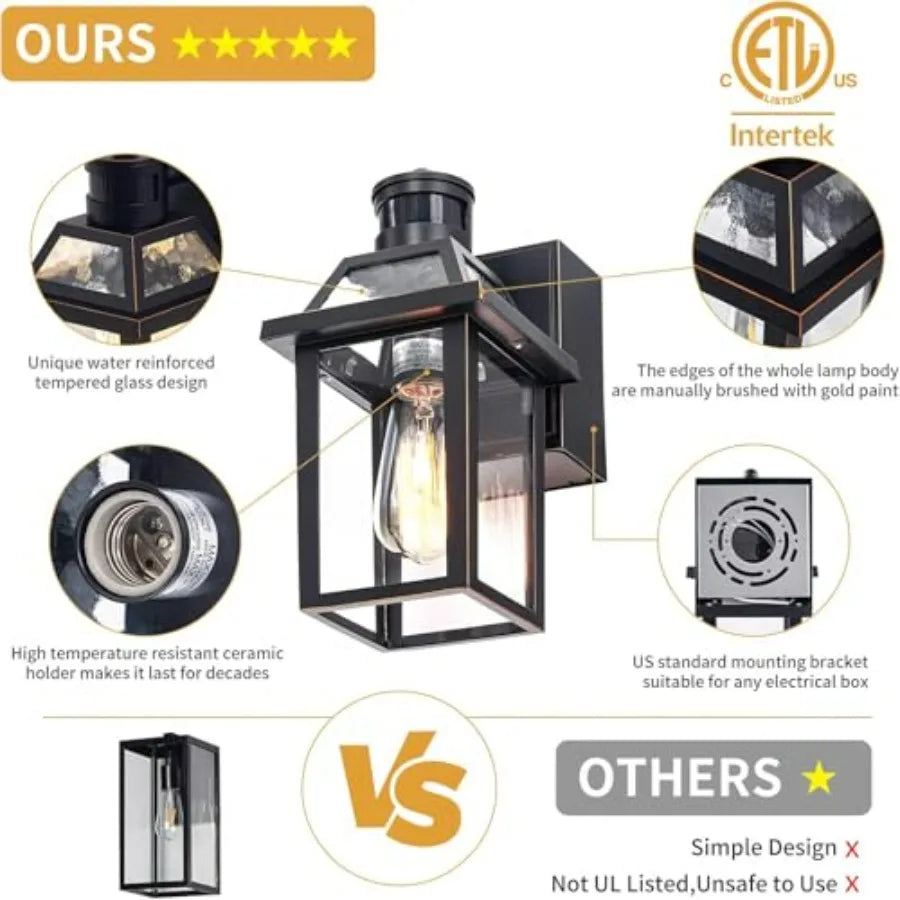 Porch Lights with GFCI Outlet, Dusk to Dawn Outdoor Lights with Outlet,