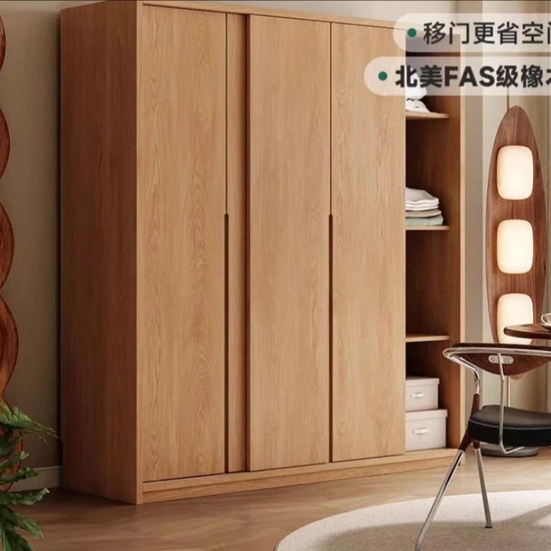 All-solid Wood Wardrobes Sliding Door Home Bedroom Small Wardrobes Nordic Apartment Home Furnitur Шкафы Для Одежды ZY40YG